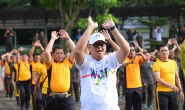 Forkopimda Kota Sukabumi dan Penyelenggara Pemilu Laksanakan Olahraga Bersama