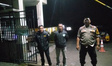 Kunjungi Satpam, Bhabinkamtibmas Sukamekar Polsek Sukaraja, "Waspada Tindak Kriminalitas"