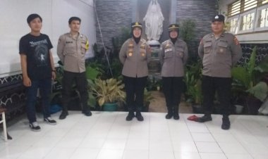 Polsek Sumber Laksanakan Pengamanan lbadah Sabtu Suci di Gereja Maria in Montana
