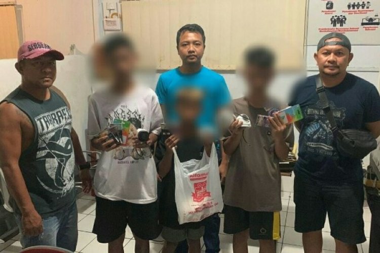 Resmob Polres Bitung Amankan Pencuri di Minimarket, Tiga Pelaku Dibawah Umur