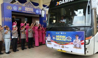 Kapolda Sulut Lepas 20 Bus Rombongan Mudik Gratis Lebaran 1445 H