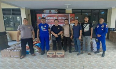 Polres Bitung Salurkan Bantuan bagi Warga Sitaro Terdampak Erupsi Gunung Ruang