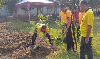 Tingkatkan Ketahanan Pangan, Kapolsek Pabedilan Tanam Sayuran dan Benih Ikan