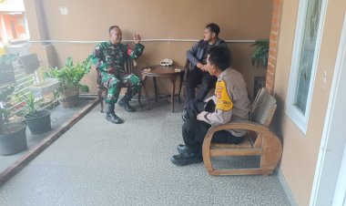 Sinergitas TNI -Polri, Wujudkan Kamtibmas Kondusif di Desa Binaanya