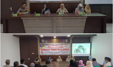 Bhabinkamtibmas Hadiri Sosialisasi Kawasan Tanpa Asap Rokok di Desa Semplak
