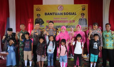 Hari Bhayangkara ke 78, Kapolres Lampung Selatan Giat Peduli Stunting dan Berikan  Paket Perlengkapan Sekolah