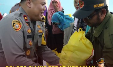 Tebar Kebaikan di Hari Bhayangkara ke 78, Polres  Ciamis Bagikan Bansos ke  Warga 11 Desa Sekecamatan Cijeungjing