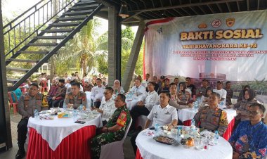 Rangkaian HUT Bhayangkara ke 78, Polda Lampung Giat Baksos dan Bansos di Ponpes Balong