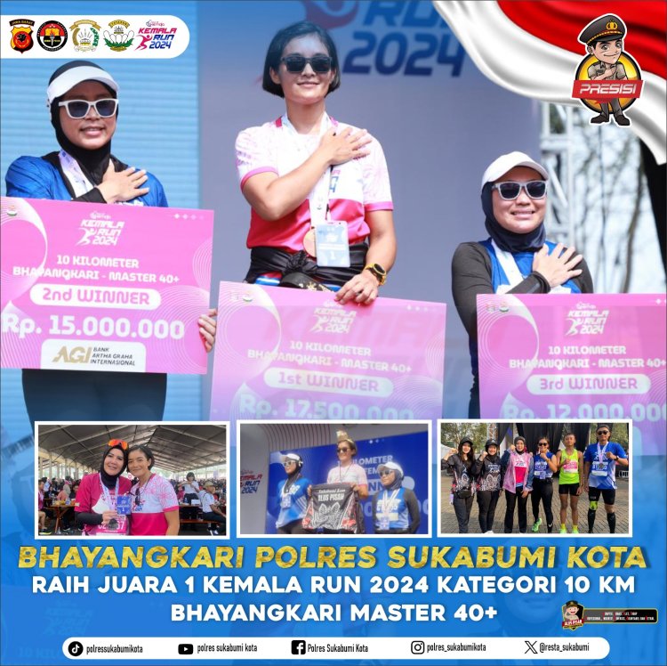 Membanggakan, Bhayangkari Polres Sukabumi Kota Raih Juara 1 Lomba Lari 10K Bhayangkari Master 40+