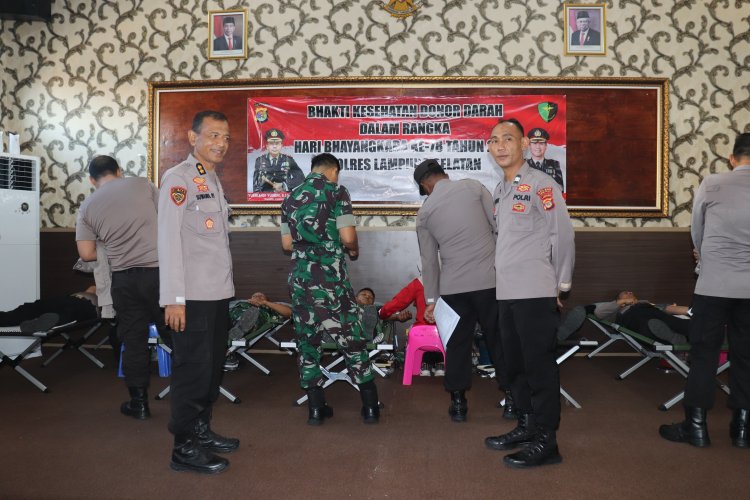 Sambut Hari Bhayangkara ke-78, Polres Lampung Selatan Gelar Donor Darah