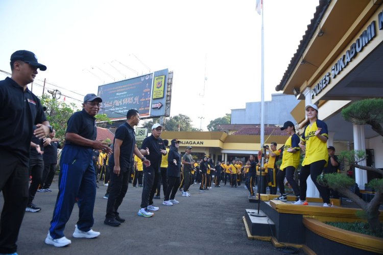 Forkopimda  Bersama Polres Sukabumi Kota Gelar Olahraga Bersama Dalam Rangka HUT Bhayangkara ke -78