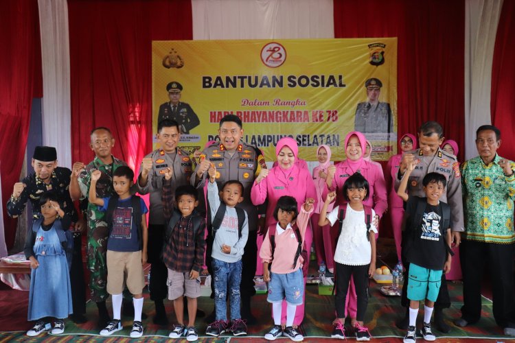 Hari Bhayangkara ke 78, Kapolres Lampung Selatan Giat Peduli Stunting dan Berikan  Paket Perlengkapan Sekolah
