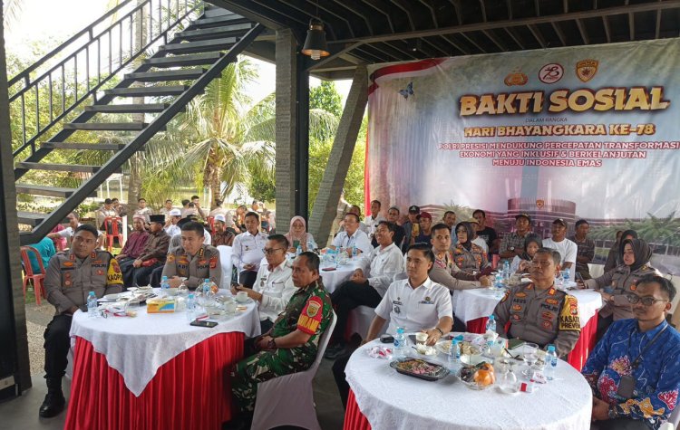 Rangkaian HUT Bhayangkara ke 78, Polda Lampung Giat Baksos dan Bansos di Ponpes Balong