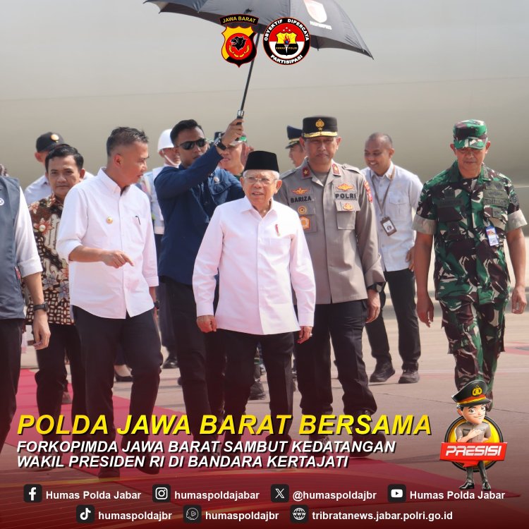 Polda Jabar Bersama Forkopimda Jawa Barat Sambut Kedatangan Wapres