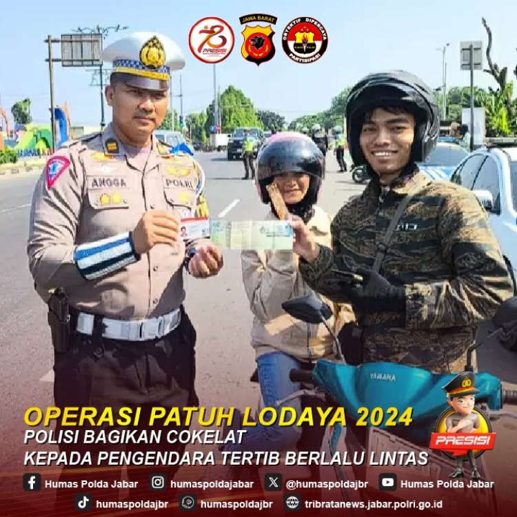 Operasi Patuh Lodaya 2024, Polisi Bagikan Coklat Kepada Pengendara  Tertib Berlalulintas