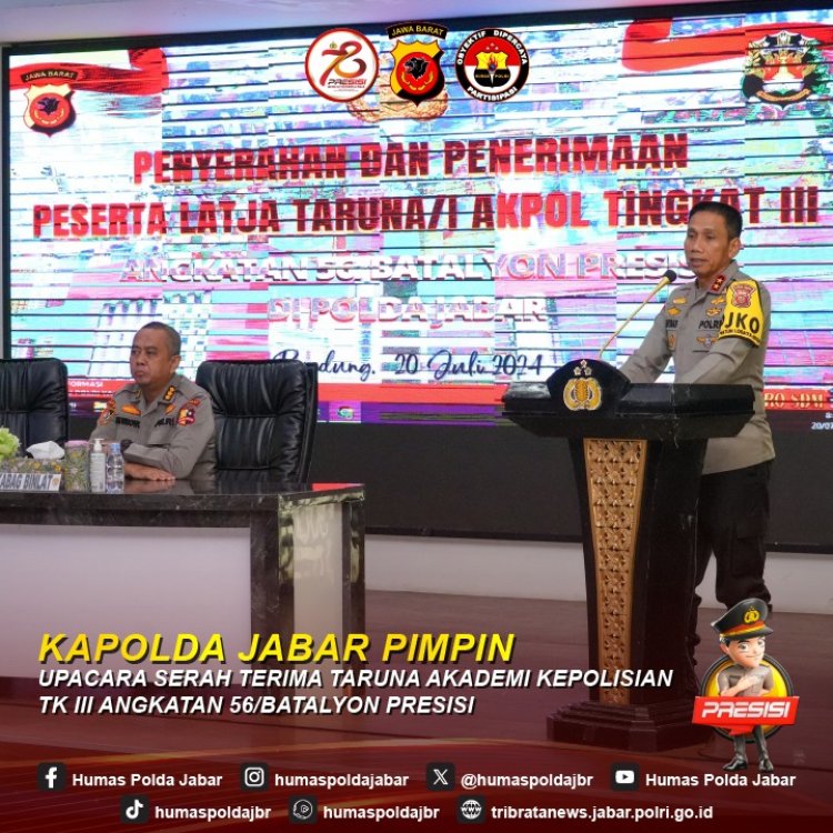 Kapolda Jabar Pimpin Upacara Serah Terima Taruna/i Akpol Tingkat lll Angkatan 56 /Batalyon Presisi