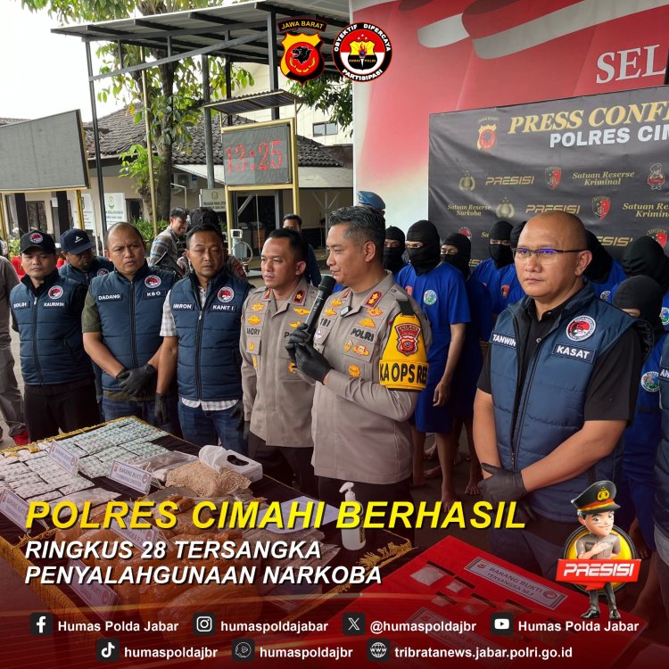 Polres Cimahi Berhasil Ringkus 28 Tersangka Penyalahgunaan Narkoba