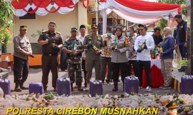 Polresta Cirebon Musnahkan Ribuan Miras Berbagai Merk Hasil KRYD dan Operasi Pekat