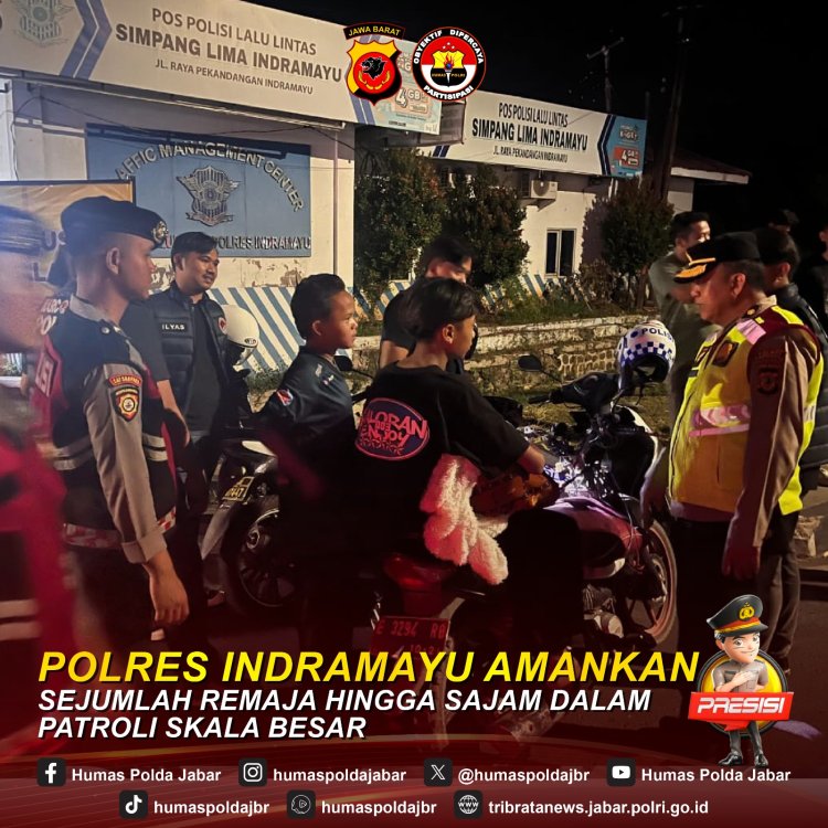 Polres Indramayu Amankan Sejumlah Remaja Hingga Senjata Tajam  Dalam Patroli Skala Besar