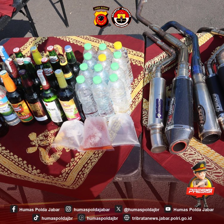 Selama 17 Hari Operasi KRYD, Polres Cianjur Berhasil Amankan Ribuan Knalpot dan Minuman Keras