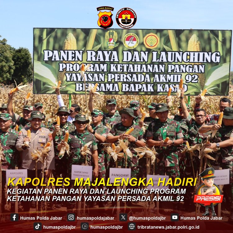 Kapolres Majalengka Hadiri Giat Panen Raya dan Launching Ketahanan Pangan Yayasan Persada Akmil 92