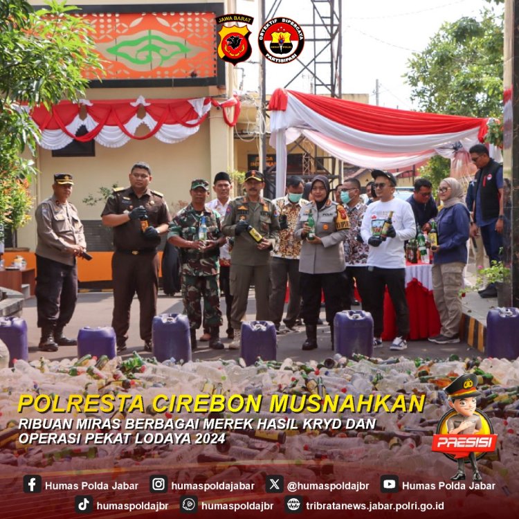 Polresta Cirebon Musnahkan Ribuan Miras Berbagai Merk Hasil KRYD dan Operasi Pekat