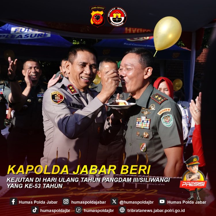 Kapolda Jabar Beri Kejutan di Hari Ulang Tahun Pangdam lll Siliwangi Yang Ke-53 Tahun