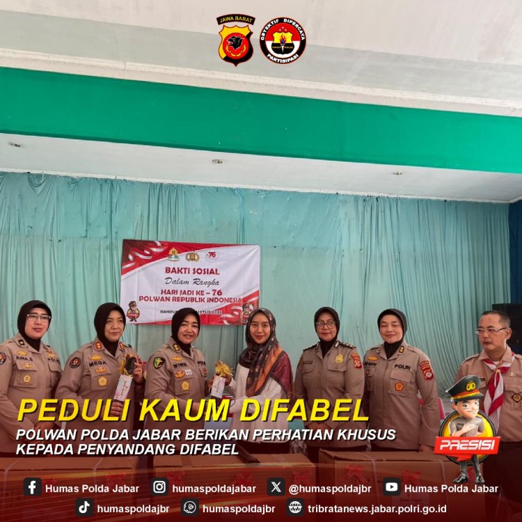 Peduli Kaum Difabel , Polwan Polda Jabar Berikan Perhatian Khusus  Kepada Mereka