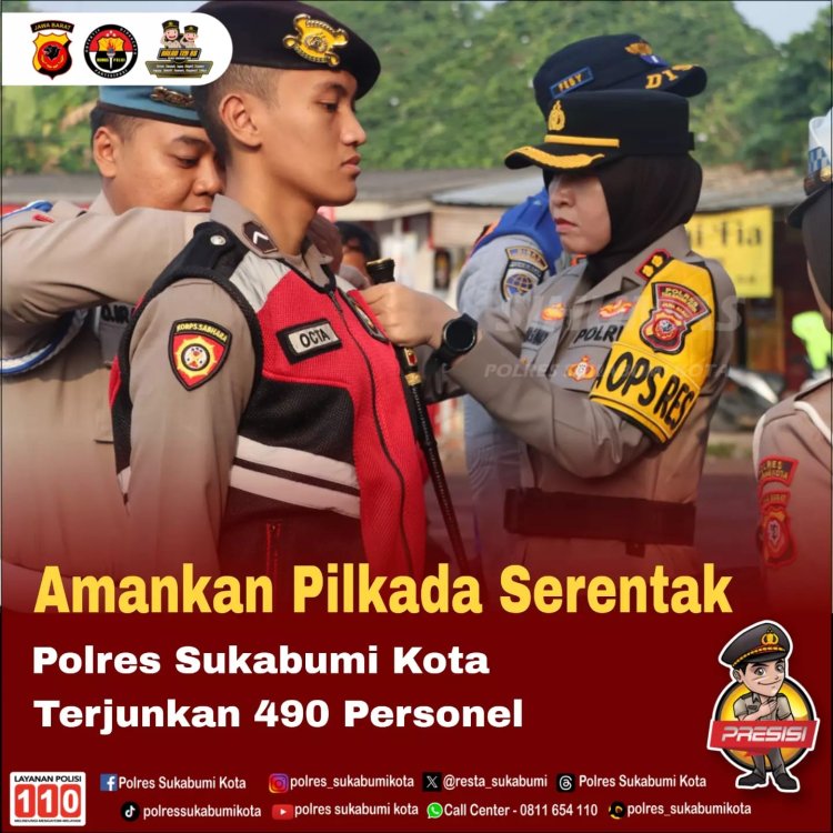 Amankan Pilkada Serentak, Polres Sukabumi Kota Terjunkan 490 Personil