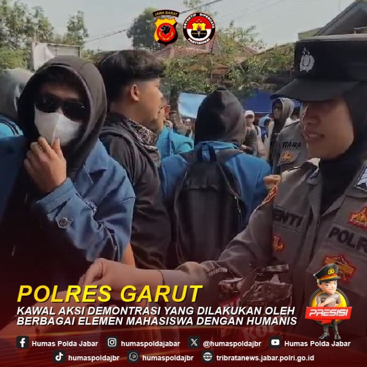 Polres Garut Kawal Aksi Demo Dengan Humanis