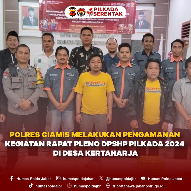 Polres Ciamis Laksanakan Pengamanan Rapat Pleno DPSHP Pilkada 2024