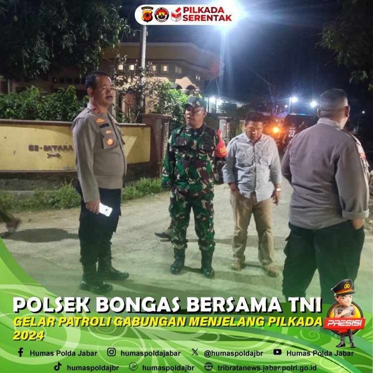 Polsek Bongas Bersama TNI Gelar Patroli Gabungan Jelang Pilkada Serentak