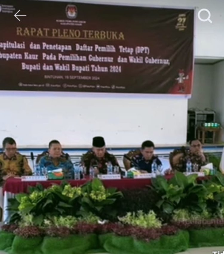 Rapat Pleno DPT ,Ketua KPUD Kabupaten Kaur Nyaris Bentrok Fisik vs Panwascam Kaur Selatan