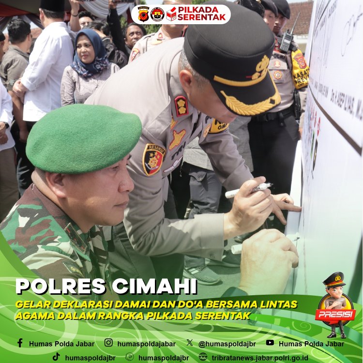 Polres Cimahi Gelar Deklarasi Damai dan Doa Bersama Lintas Agama Dalam Rangka Pilkada