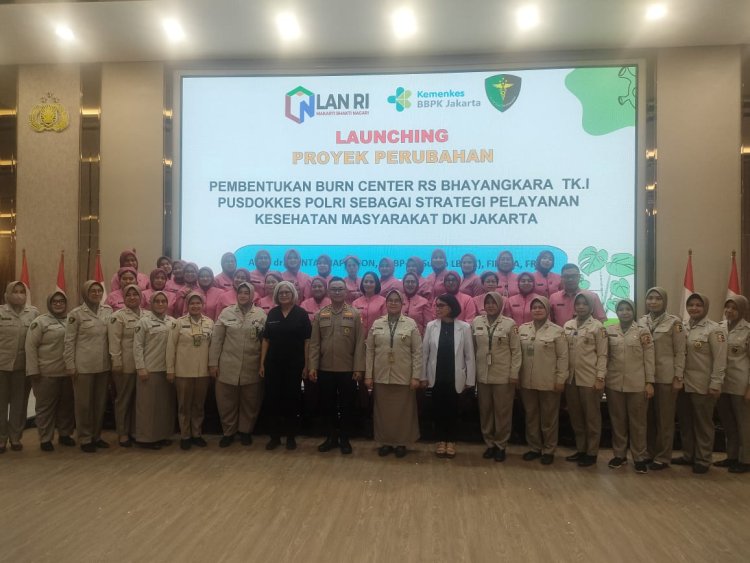 Sebagai Strategi Pelayanan Kesehatan Masyarakat di Jakarta, AKBP. dr. Huntal Napoleon Sp BP-RE Subsp LBL (K) FIHFAA FRSPH Launching Burn Center