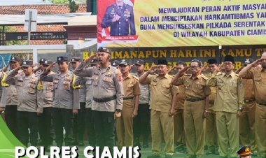 Polres Ciamis Gelar Apel Potmas, Sinergi Tiga Pilar Jaga Keamanan Jelang Pilkada Serentak