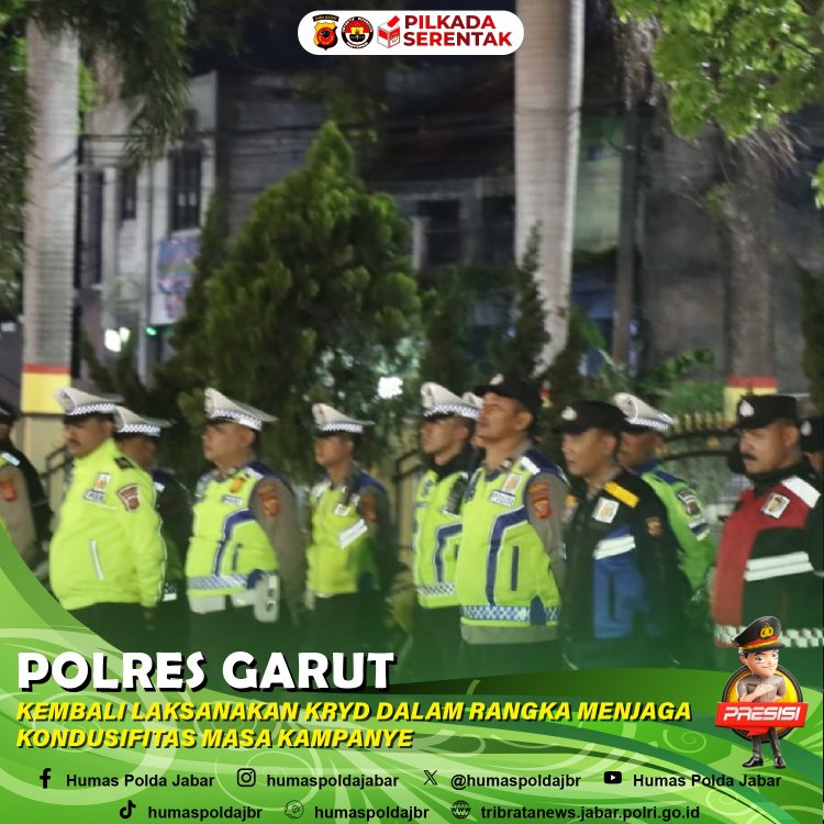 Jaga Kondusifitas Masa Kampanye, Polres Garut Gelar Patroli KRYD