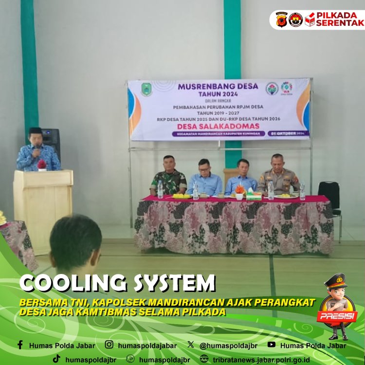 Cooling System Bersama TNI, Kapolsek Mandirancan Ajak Perangkat Desa Jaga Kamtibmas Selama Pilkada