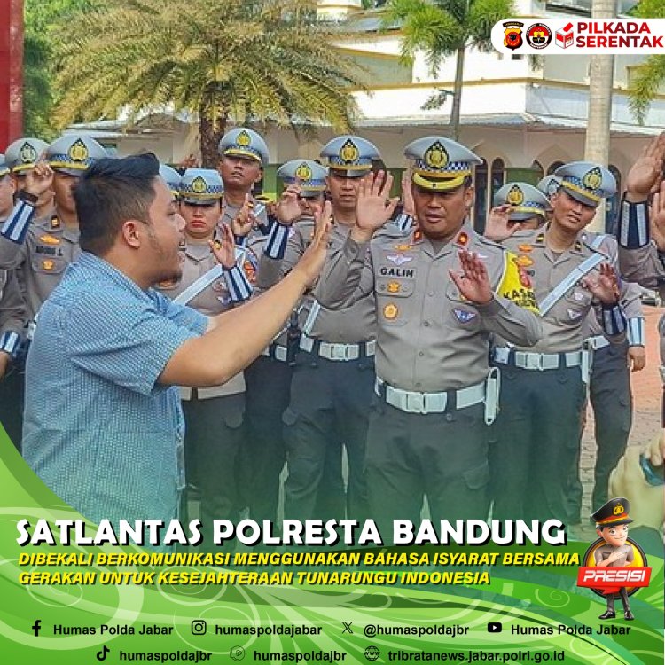 Sat Lantas Polresta Bandung di Bekali Cara Komunikasi Bahasa Isarat Bersama Gerakan Untuk Kesejahteraan Tunarungu Indonesia