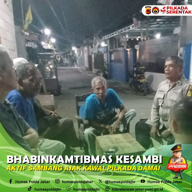 Bhabinkamtibmas Polsek Kesambi Aktif Sambang Ajak Kawal Pemilu Damai