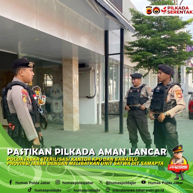 Pastikan  Pilkada Aman, Polda Jabar Sterilisasi KPU dan Bawaslu Provinsi Jawa Barat Dengan Libatkan Unit Satwa