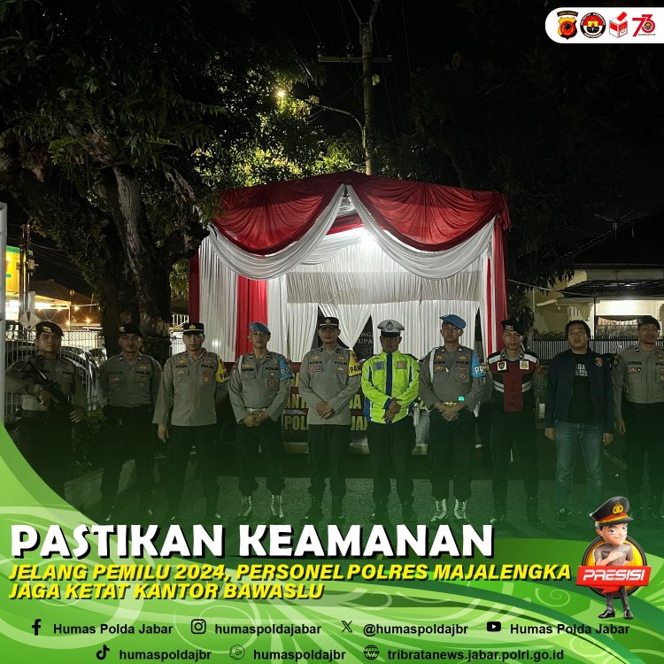 Pastikan Keamanan Jelang Pilkada 2024, Personil Polres Majalengka Jaga Ketat Kantor Bawaslu