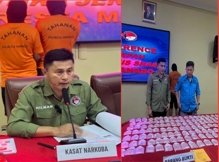 Resnarkoba Polresta Manado Tangkap 2 Tersangka Narkoba, 151 Gram Barang Bukti Diamankan