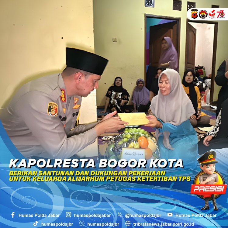 Kapolresta Bogor Kota Berikan Santunan  Untuk Keluarga Almarhum Petugas Ketertiban TPS