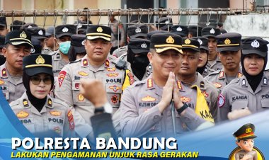Polresta Bandung Lakukan Pengamanan Unjuk Rasa Gerakan Masyarakat Peduli Demokrasi di Bawaslu