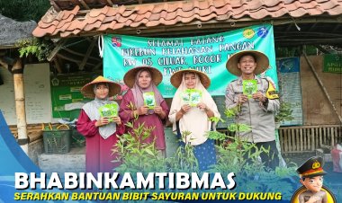 Bhabinkamtibmas Serahkan Bantuan Bibit Sayuran Untuk Dukung Ketahanan Pangan di Kelurahan Ciluar