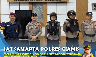 Sat Samapta Polres Ciamis Gelar Patroli Dialogis Serta Sampaikan Himbauan Kamtibmas Ke Kantor KPU