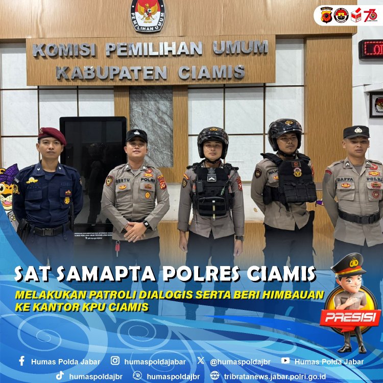 Sat Samapta Polres Ciamis Gelar Patroli Dialogis Serta Sampaikan Himbauan Kamtibmas Ke Kantor KPU