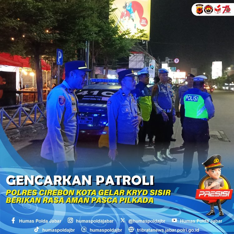 Gencar Laksanakan Patroli KRYD, Polres Cirebon Kota Berikan Rasa Aman Pasca Pilkada