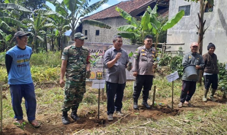 Dukung Ketahanan Pangan, Bhabinkamtibmas Polsek Sukaraja Laksanakan Penanaman Bibit Kopi